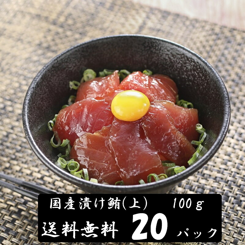 (送料無料）漬けマグロ(上）　100ｇ×20パック　国産キハダマグロ　配送不可地域あり づけまぐろ　代引き不可