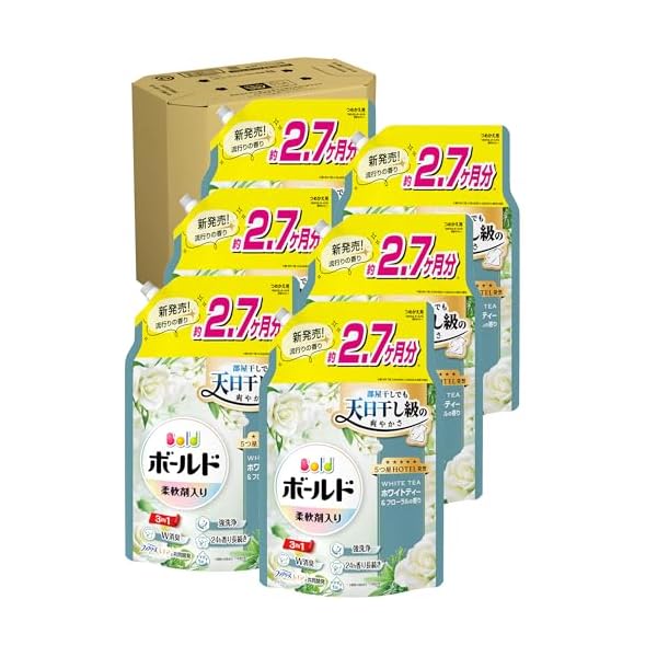 Bold ボールド 柔軟剤入り 洗濯洗剤 液体 ホワイトティー&フローラルの香り 詰め替え 1950g&times;6袋｜スプラウツLLC　店 7,765円