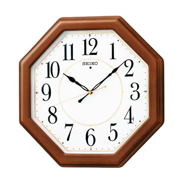 セイコークロック(Seiko Clock) 柱時計 電磁波 アナログ 八角茴香型 木枠 茶 板目 KX389B