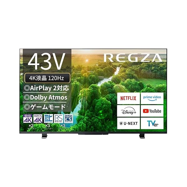 REGZA レグザ テレビ受像機 43Z570L (43in / 4K テレビ受像機/倍速液晶/Dolby Atomos/ダブルラジオ受信機 / 2放送番組同