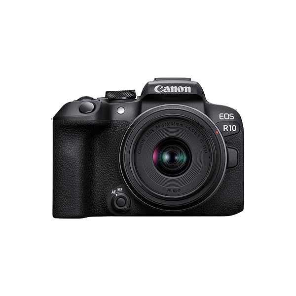 Canon 鏡鑑受け答え一眼写真機 EOS R10 水晶体一揃いの道具(RF-S18-45)黒いこと/APS-C/EOSR10-1845ISSTMLK