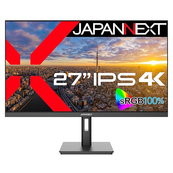 JAPANNEXT 27in 管する 4K UHD 3840x2160解像力 IPS 見せびらかす (HDMI/DisplayPort/金棒引き内蔵/V