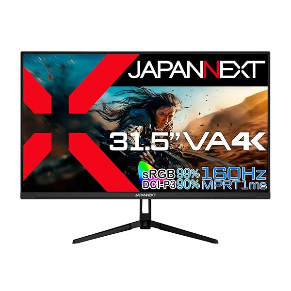 JAPANNEXT 31.5in ゲーミングモニター 160サイクル 1ms 4K 3840x2160解像力 VA ダイアログボックス 見せびらかす (HDMI/Dis