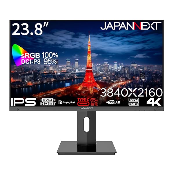 JAPANNEXT 23.8インチ モニター 4K UHD 3840x2160解像度 IPS ディスプレイ (KVM/HDMI/USB-C 給電 (65W) / DisplayP|スプラウツLLC 店