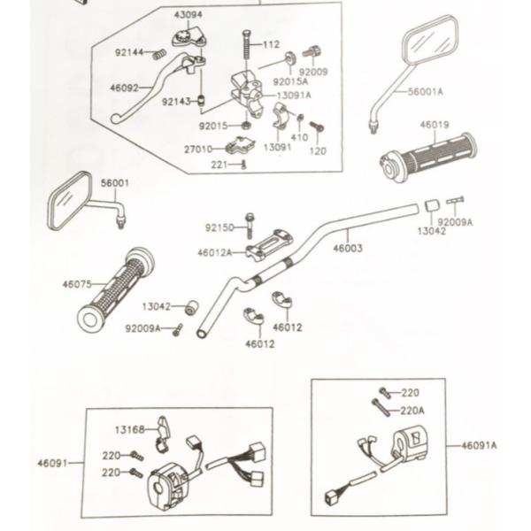 楽天市場】ゼファー400(ZR400C) C5～C7 ハンドルスイッチ左 図中(46091