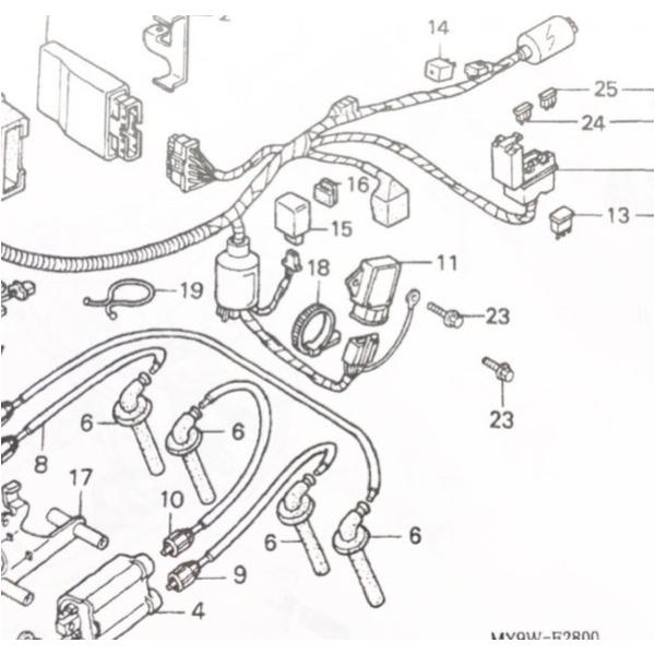 CB400SF(NC31) レギュレター　(レギュレーター　レギュレートレクチファイヤー)　図中(11番) 31600-MV4-010　(31600-MV4-000より品番統一)　 　　 105K31600MV4010｜エスピーエス