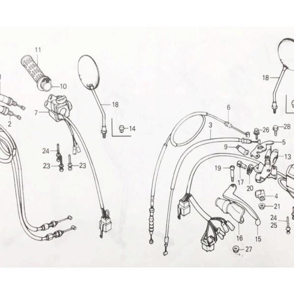 CBX400F/CBX550F スターターキルスイッチASSY(右ハンドルスイッチ) 図中(7番) 35150-MG5-505 1個 (35150-MA6-003より品番統一) 24K35150MG5505|エスピーエス