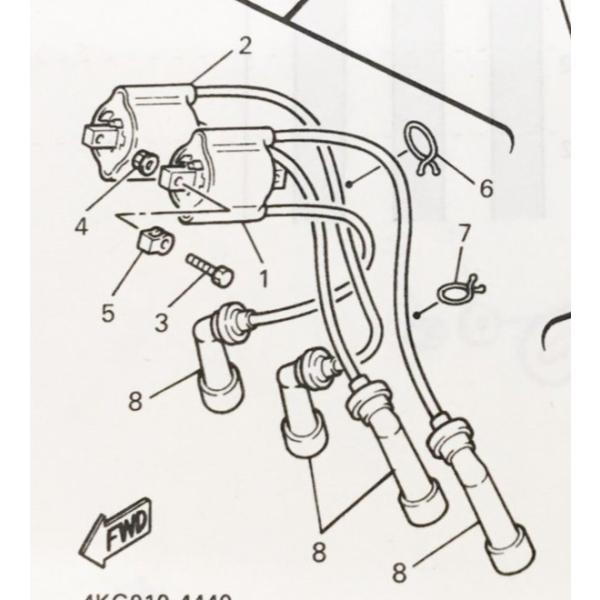 XJR1200/R(4KG)　プラグキャップ　1台分　図中(8番)　3NS-82370-00　(1UY-82370-20　より品番統一) 678K3NS-82370-00X4｜エスピーエス