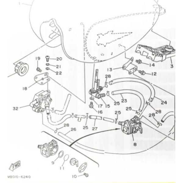 ビラーゴ250(3DM)　種類がある為、必ず品番にて適合確認　フューエルポンプ　図中(32番)　3DM-13910-11　(3DM-13910-10より品番統一) 713K3DM-13910-11｜エスピーエス