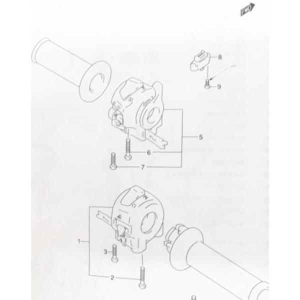 イナズマ400(GK7BA)　ハンドルスイッチ右　図中(1番)　37200-27E40　 950K-37200-27E40｜エスピーエス