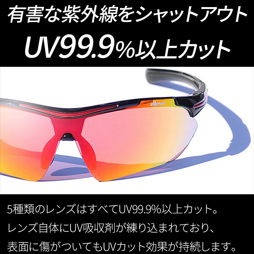 サングラス メンズ エレッセ Es 7005 釣り 偏光サングラス ジョギング ドライブ サイクリング 偏光レンズ スポーツ 野球 プレゼント Uvカット 5枚の交換レンズセット ゴルフ