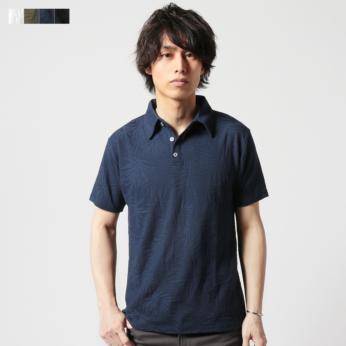 楽天市場 メール便対応 ポロシャツ メンズ 春 夏 秋 ブロック ジャガード 半袖 トップス M L Xl 綿ポリ ホワイト グレー ネイビー ブラック Never Acquiesce ネバーアクイース Sputnicks スプートニクス