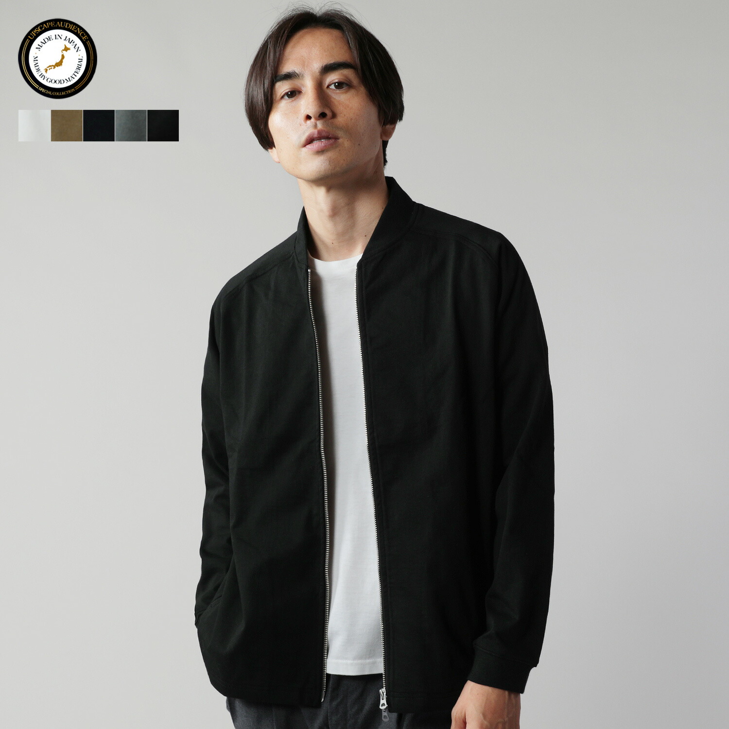 楽天市場 ジャケット メンズ メンズファッション ジップ スタジャン ブルゾン カットソー素材 リブ袖 春服 秋服 冬服 S M L 綿100 ポリウレタン Upscape Audience アップスケープオーディエンス Aud7059 Sputnicks スプートニクス