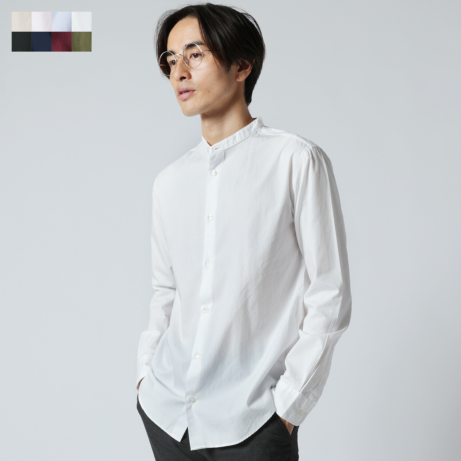 楽天市場 シャツ 日本製 国産 メンズ 春 秋 冬 ワンウォッシュ ブロード生地 バンドカラーシャツ 長袖 綿100 Buyer S Select バイヤーズセレクト Sputnicks スプートニクス