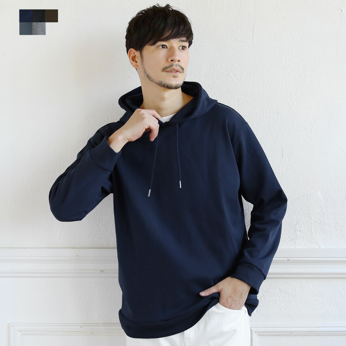 パーカー メンズ トップス ダンボールストレッチ プルオーバー パーカー 秋 秋服 S M L XL ホワイト ベージュ グレー ネイビー  ブラック ブラウン ブルー カジュアル スウェット プルパーカー 綿 ポリエステル 春 春服 【SALE】 Sputnicks（スプートニクス）