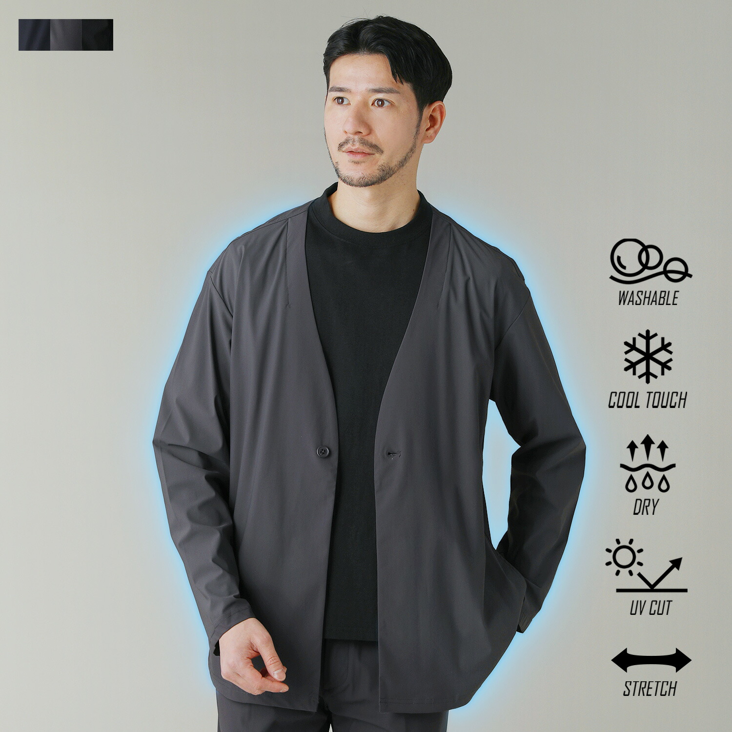 Theory リネン混 ストレッチ ECO CRUNCH WASH ノーカラー