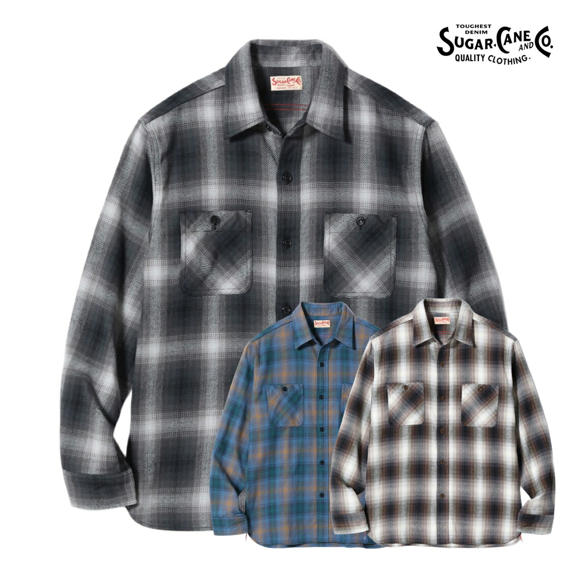 楽天市場】SUGAR CANE シュガーケーン シャツ 長袖 TWILL CHECK WORK