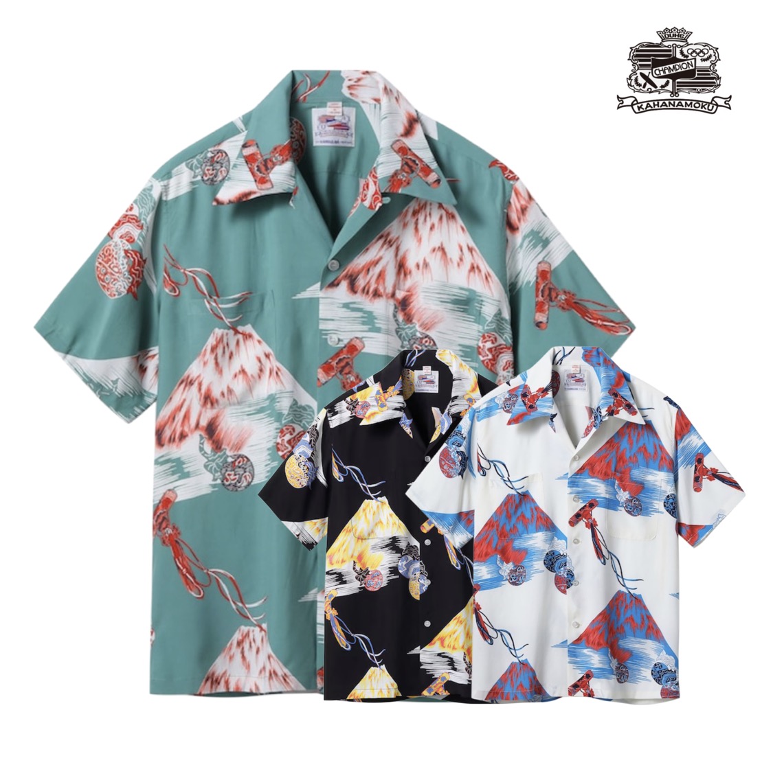 【売れ筋】DUKE KAHANAMOKU (デューク・カハナモク) DUKE KAHANAMOKU SPECIAL EDITION “Mt.FUJI \u0026 LUCKY EGGPLANT” (SHORT SLEEVE) [DK39634] ハワイアンティーシャツ アロハ 特別～版 人絹 和柄 富士山 茄  縁起物 アメカジ メンズ 日本製 貨物輸送無料