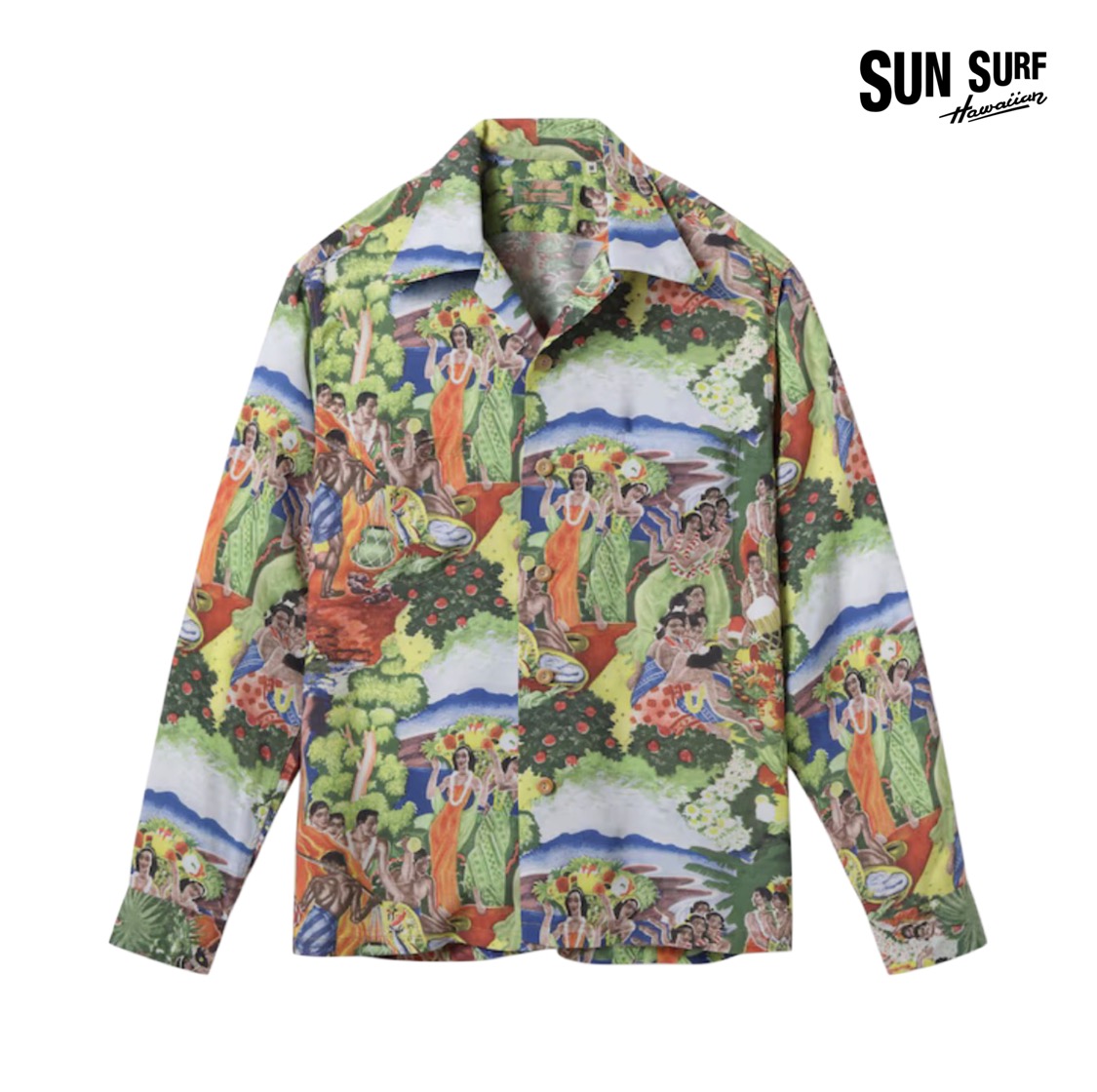 【売れ筋】SUNSURF (サンサーフ) SUN SURF SPECIAL EDITION “ORIGINAL MATSON MENU DESIGN by EUGENE SAVAGE” (LONG SLEEVE) [SS29679] ハワイアンプルオーバー アロハ 特別～版 人絹 マトソンライン 献立て表柄 アメカジ メンズ 日本製 貨物輸送無料