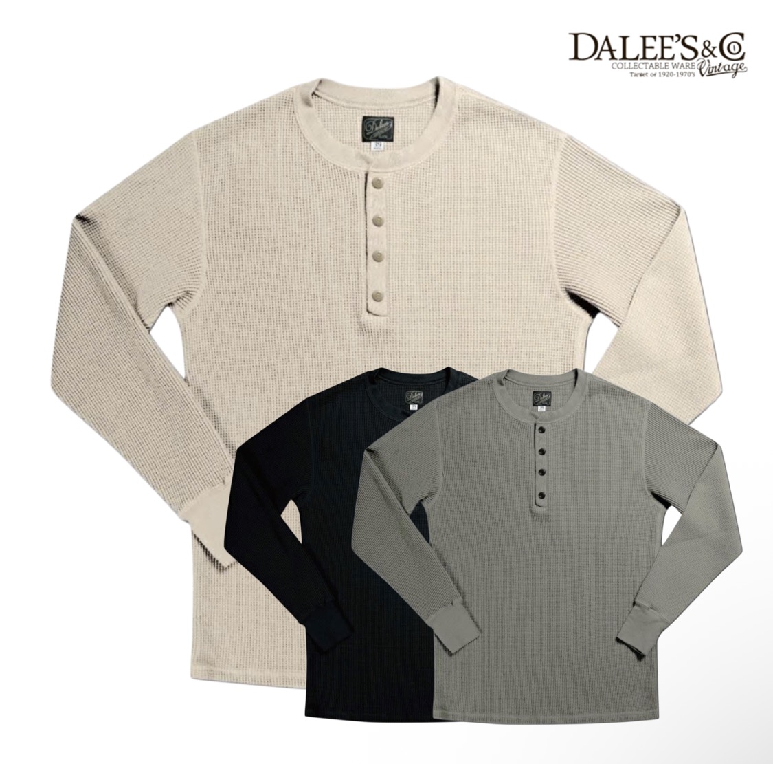 【売れ筋】DALEE'S&CO (ダリーズ＆コー) 30s WAFFLE KNIT-WEAR [2230HT] サーマル ワッフル ハニカム コットン ミリタリー ヘンリーネック アメカジ メンズ 日本製 送料無料｜SPURS 店