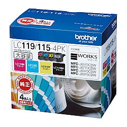 【メーカー在庫限り】 ブラザー LC119/115-4PK インクカートリッジ大容量 お徳用インク4色パック 4977766724708