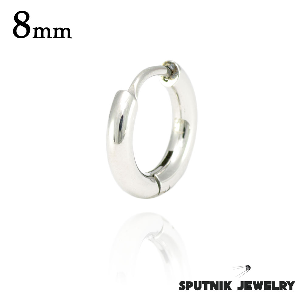 楽天市場 金属アレルギー対応 8ｍｍ フープ ピアス 1個 18g サージカルステンレス316l Sputnik Jewelry