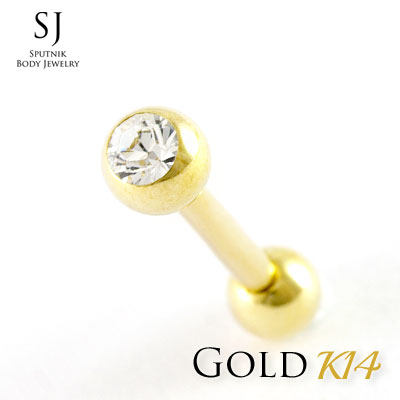 14K 14G 8粍 上半身ピアス 14金 引っ切りない バーベル