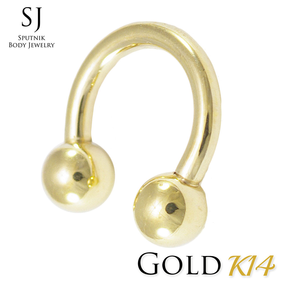 14K 16G 6粍 上半身ピアス 14金 サーキュラー バーベル