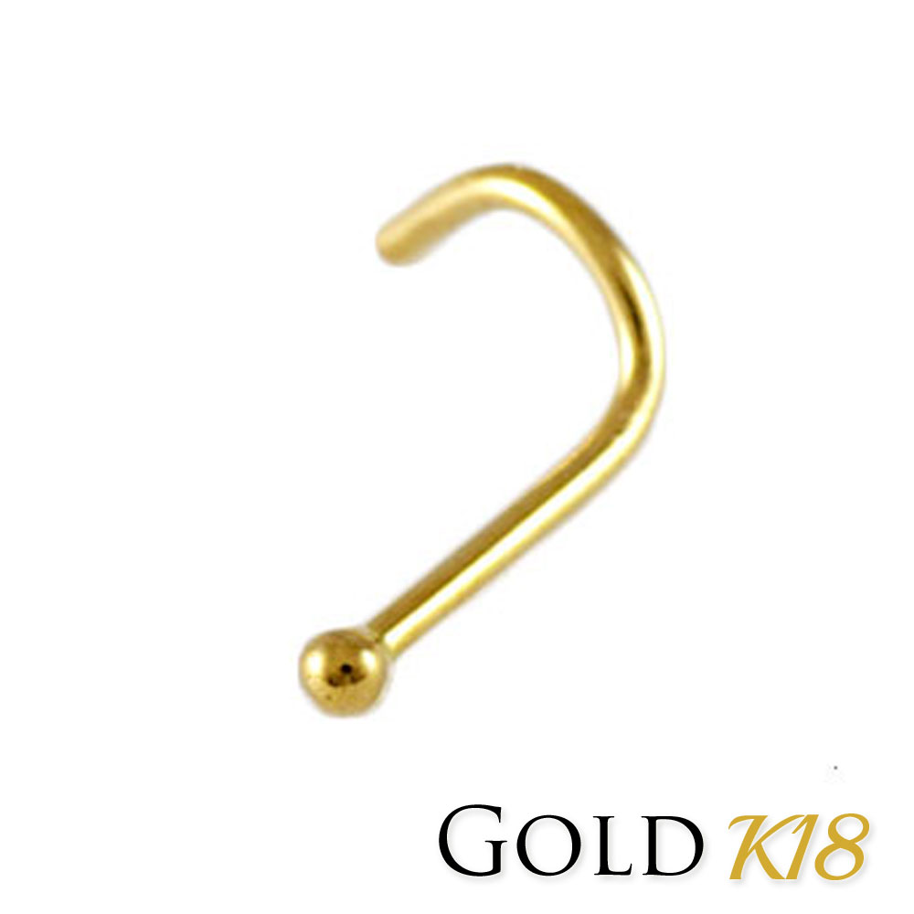 鼻ピアス 18K カーブ 20G シンプル ボールトップ