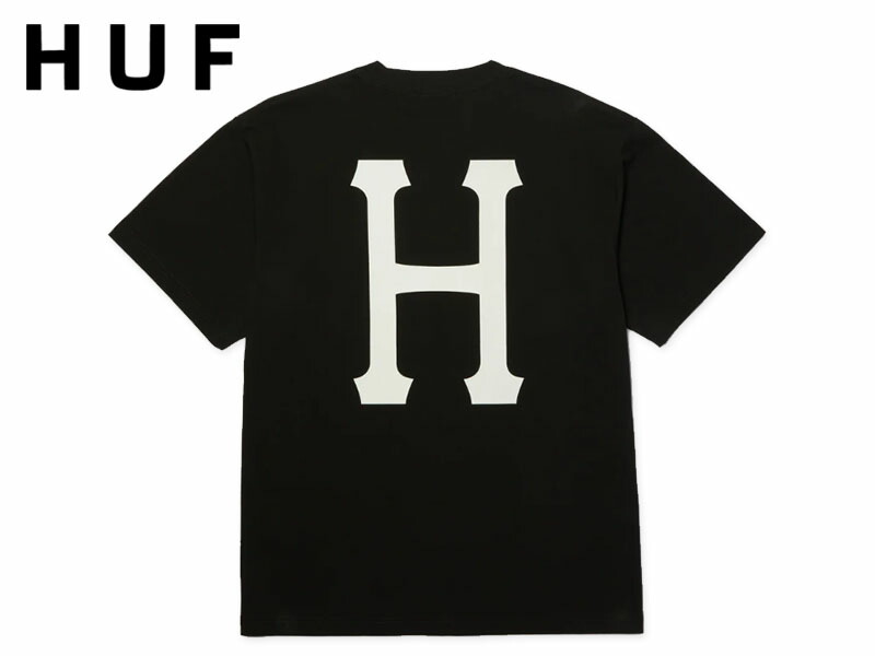 HUF ハフ CLASSIC H T-SHIRTS BLACK/WHITE クラシック Tシャツ ブラック/ホワイト 22835 [スケボー スケートボード メンズ レディース]