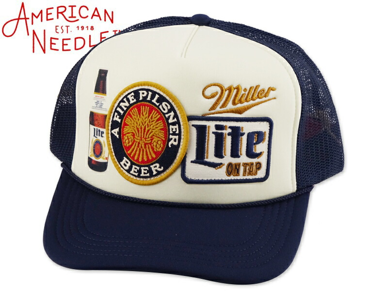 AMERICAN NEEDLE アメリカンニードル ROSCOE ICONIC FOAMY TRUCKER HAT MILLER LITE NAVY/IVORY フォームトラッカーキャップ ミラーライト ネイビー/アイボリー 22698 [メンズ レディース]