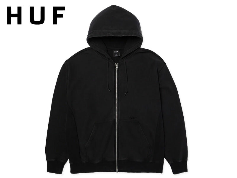 HUF ハフ PACIFIC WASH FULL-ZIP HOODIE BLACK フルジップ フーディー 黒いこと 22832 [スケボー 滑るゲーム盤 メンズ レディース]