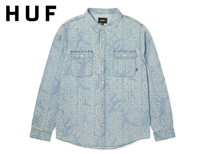 HUF ハフ CEREMONY DENIM SHIRT INDIGO セレモニー デニム インディゴ 22798 [スケボー スケートボード メンズ レディース]｜ストリーム
