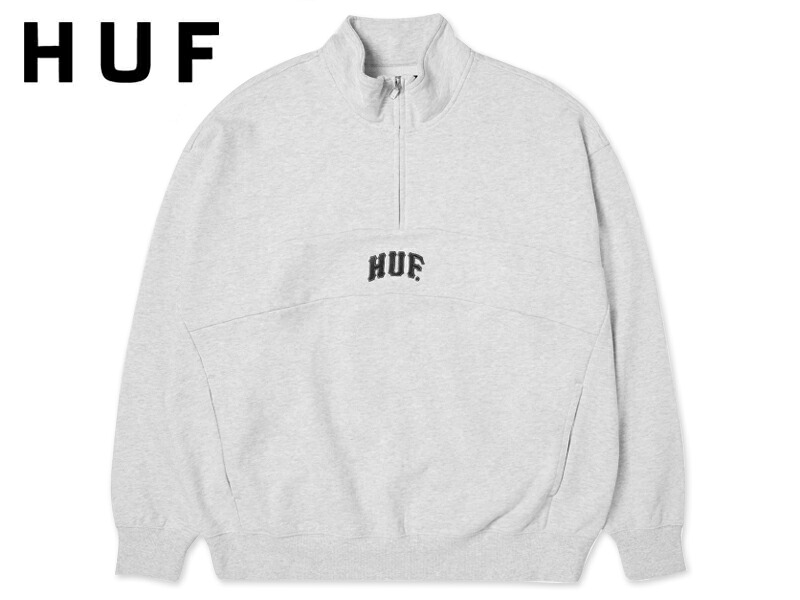 HUF ハフ ARCH ENZYME 1/4 ZIP FLEECE HEATHER GREY ジップ フリース ヘザーグレー 22626 [スケボー スケートボード メンズ レディース]｜ストリーム