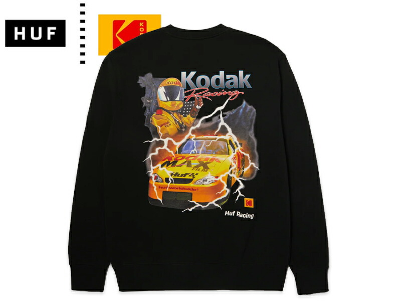 HUF×KODAK ハフ×コダック RIDE THE LIGHTNING CREWNECK BLACK  労働者の一団素っ首 黒いこと 22545 [メンズ レディース]