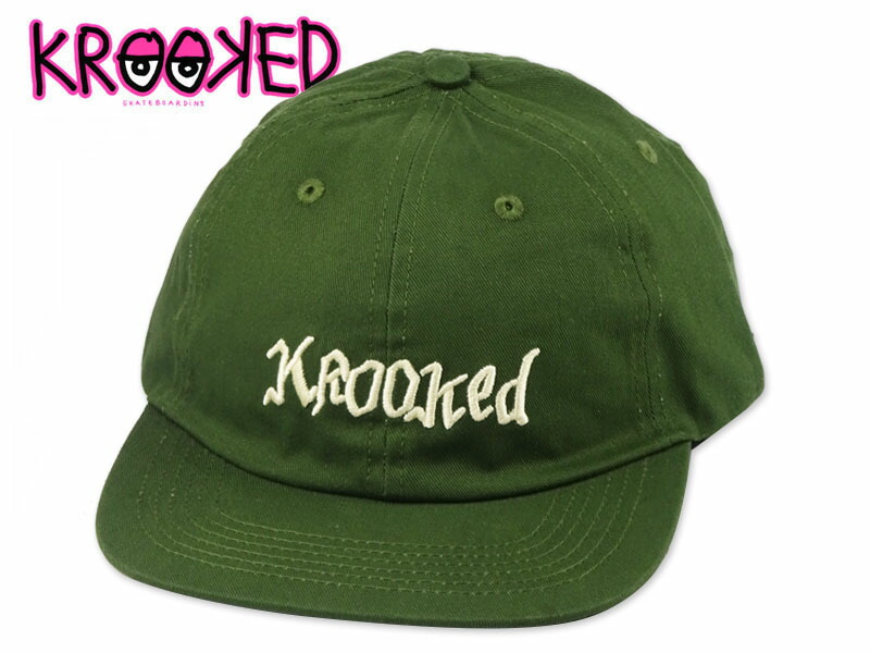 KROOKED クルキッド OUBLE OK SCRIPT STRAPBACK OLIVE/CREAM キャップ オリーブ/クリーム 22865 [GONZ ゴンズ スケボー クルックド ]