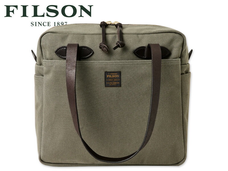 FILSON フィルソン RUGGED TWILL TOTE BAG WITH ZIPPER - OTTER GREEN  ラギッド ツイル トート 御徒面子 ウィズ ファスナー オッターグリーン 22928 [ショルダーバッグ ]