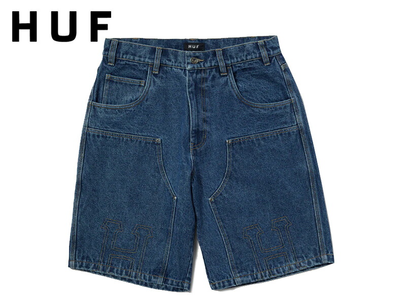 HUF ハフ CLASSIC H DOUBLE KNEE SHORT STONE WASH INDIGO ジーンズさる股引き ストーンウォッシュインディゴ 22956 [スケボー 滑るゲーム盤 メンズ レディース]