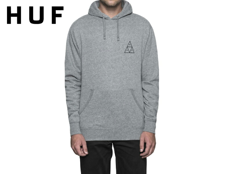 ☆HUF【ハフ】ESSENTIALS TT PULLOVER HOODIE GREY HEATHER プルオーバーフーディー グレーヘザー 17195 17441[スケボー スケートボード メンズ レディース]