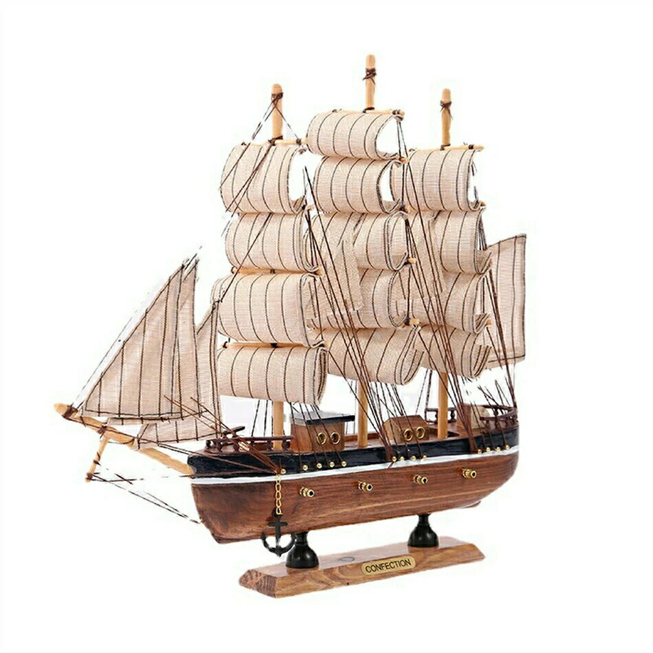 帆船模型 完成品 木製帆船模型 置物 木製工芸品 装飾贈答品 家装オフィス置物 工芸船 手工芸品 ダミー実木船 地中海風 長さ30cm 幅6cm 高さ32cm