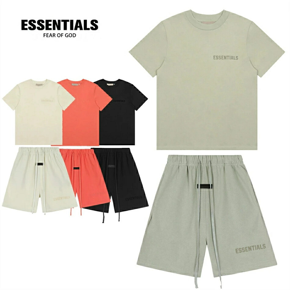 エッセンシャルズ ESSENTIALS セットアップショートパンツ Ｔシャツ2点 パステル色の セットアップ 通気性 通い 好いたらしい ファッシュ 男女兼用