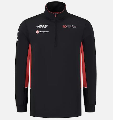 Haas F1 Team Fitted 1/4 Zip Sweatshirt ハース F1 ハーフジック スウェットシャツ 長袖 ブラック|SUN RISE BEACH