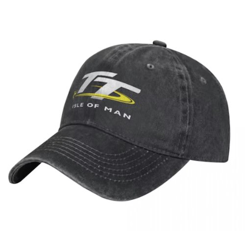 ISLE OF MAN ROAD RACES Dark Grey Denim BASEBALL CAP マン島 ロードレース 野球 旗がしら ジーンズ 暗然たる薄墨色