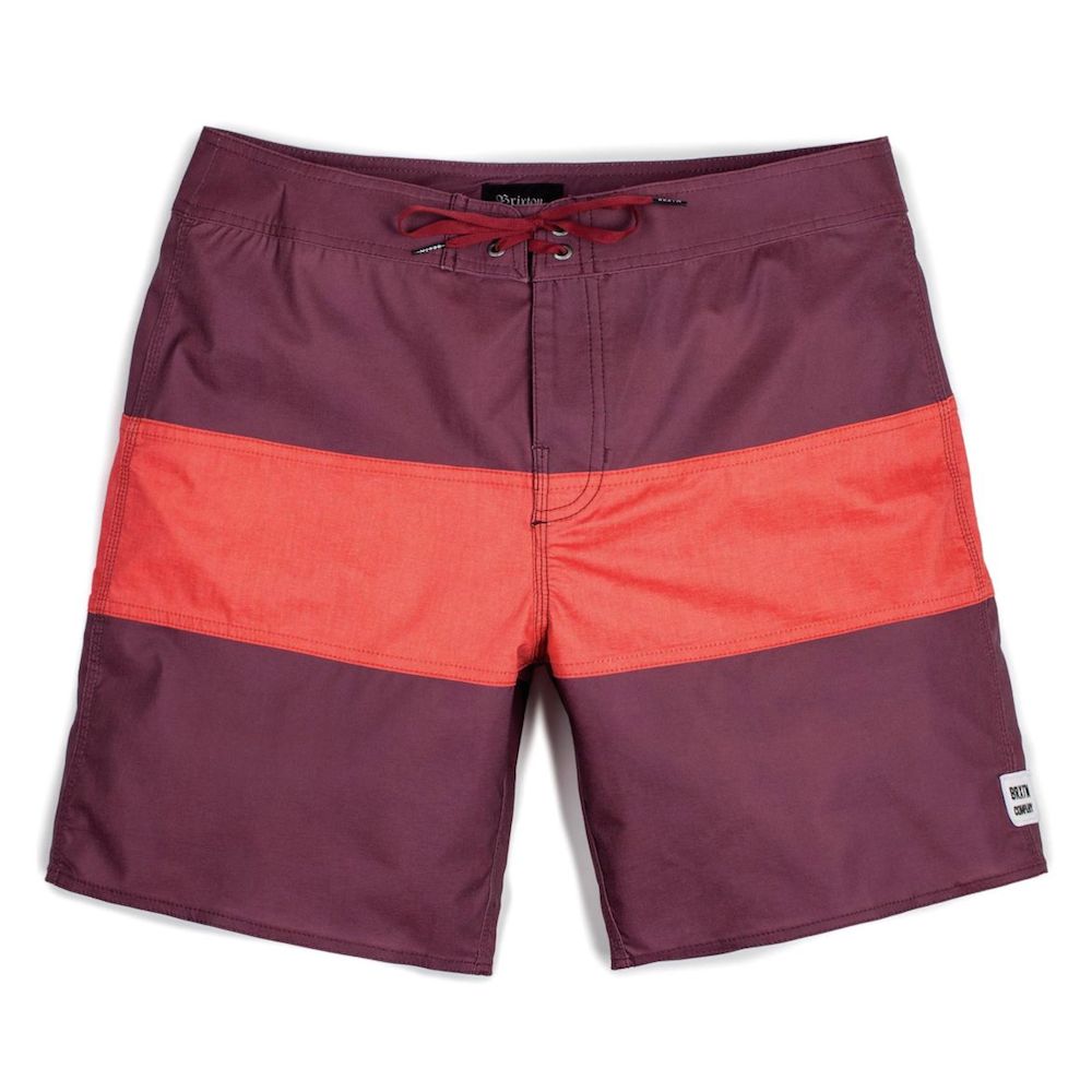 【対応】BRIXTON BARGE STRIPE TRUNK ブリクストン ボードショーツ 水着 トランクス スイムウェア 海パン ストライプ レッド/バーガンディー｜SUN RISE BEACH