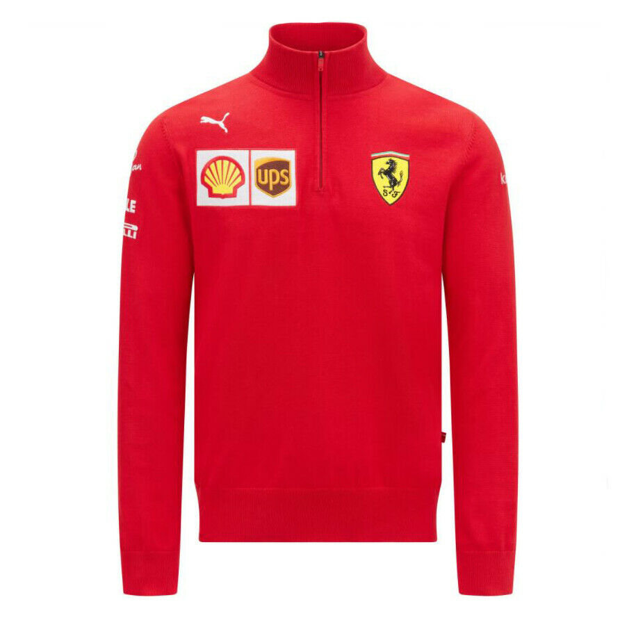 送料無料 Scuderia Ferrari Half Zip Jumper Sweater フェラーリ 半 ジップ 前掛け セータ 長袖 World Odyssey Com