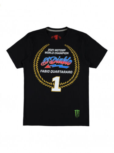 ★送料無料★Fabio Quartararo Monster World Champion T-Shirt ファビオ・クアルタラロ ヤマハ モンスター Tシャツ 半袖 ブラック｜SUN RISE BEACH
