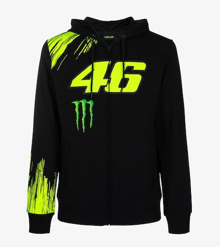 ★貨物輸送無料★Valentino Rossi VR46 Monster Hoody バレンティーノ ロッシ 変わり種活動力 ジップアップ パーカー  黒いこと