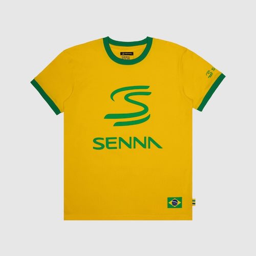 Ayrton Senna Logo Legacy Logo T-Shirt アイルトンセナ 公式的 プルオーバー 半袖 黄色