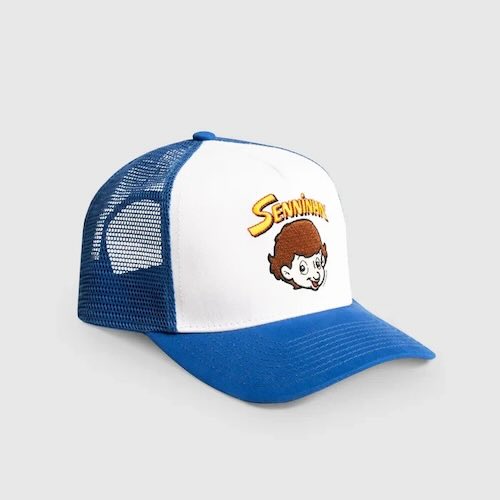 ★送料無料★Ayrton Senna Senninha Logo Trucker Baseball Cap アイルトンセナ メッシュキャップ 帽子 ブルー｜SUN RISE BEACH