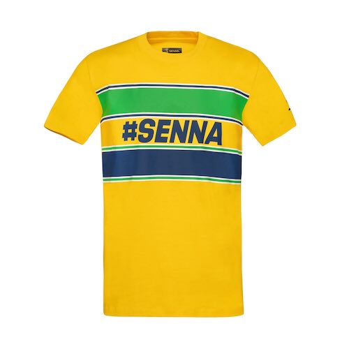 Ayrton Senna Hashtag Flag T-Shirt アイルトンセナ 公式的 プルオーバー 半袖 黄色